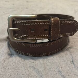 Carhartt Brown Leather Men’s Belt with Silver Buckle Size 36